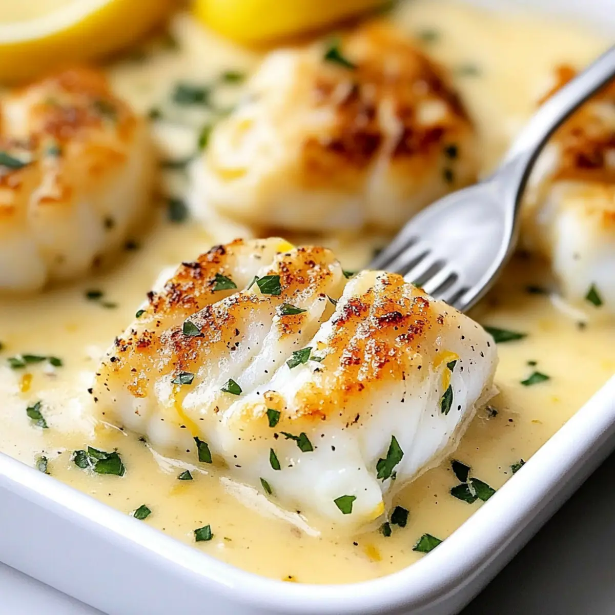 Baked Cod in Coconut Lemon Cream Sauce for a Cozy Dinner