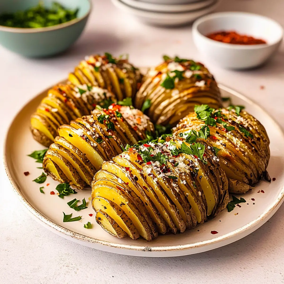 Crispy Hasselback Potatoes with Garlic Butter Bliss