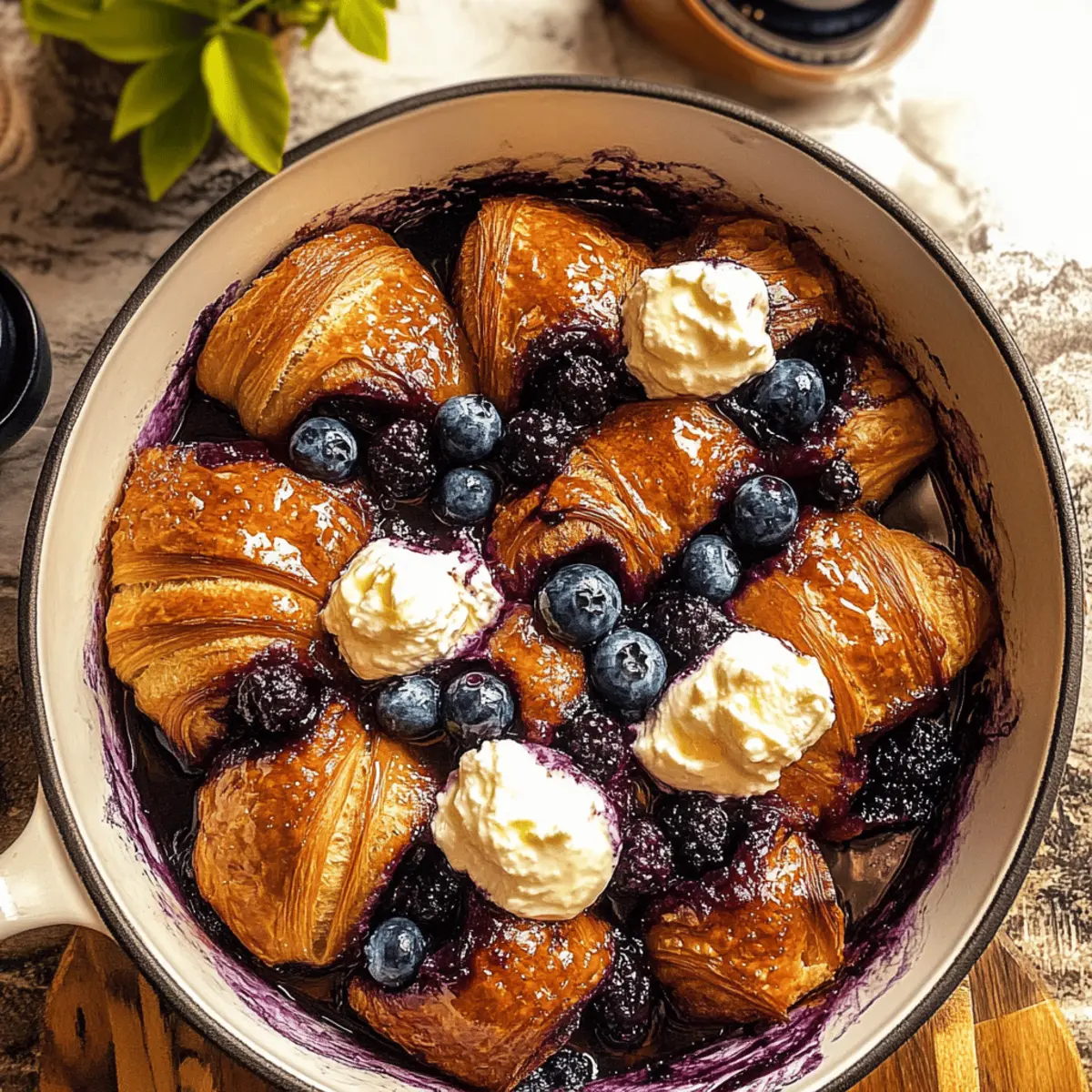 Irresistible Blueberry Croissant French Toast Bake Delight