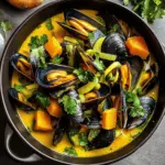 Curried Mussels with Butternut Squash & Leeks