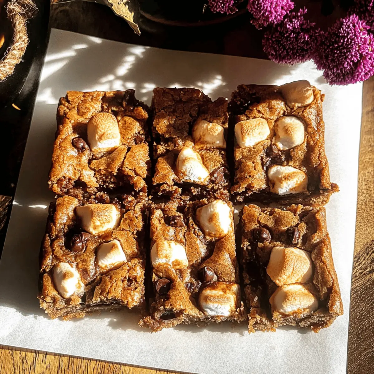 Gooey Toasted Marshmallow Brown Sugar Cookie Bars for Autumn Bliss