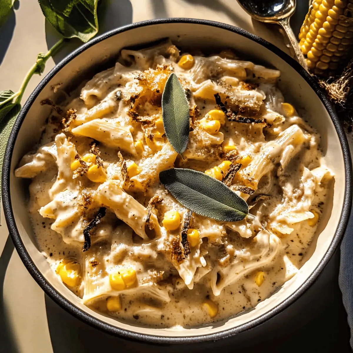 Sage Brown Butter Corn Pasta Alfredo: Cozy Comfort in a Bowl