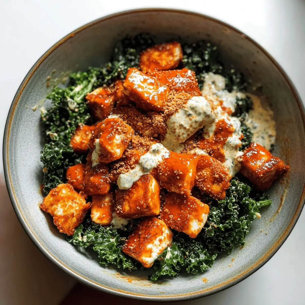 Crispy Buffalo Tofu with Caesar Salad for a Tasty Twist