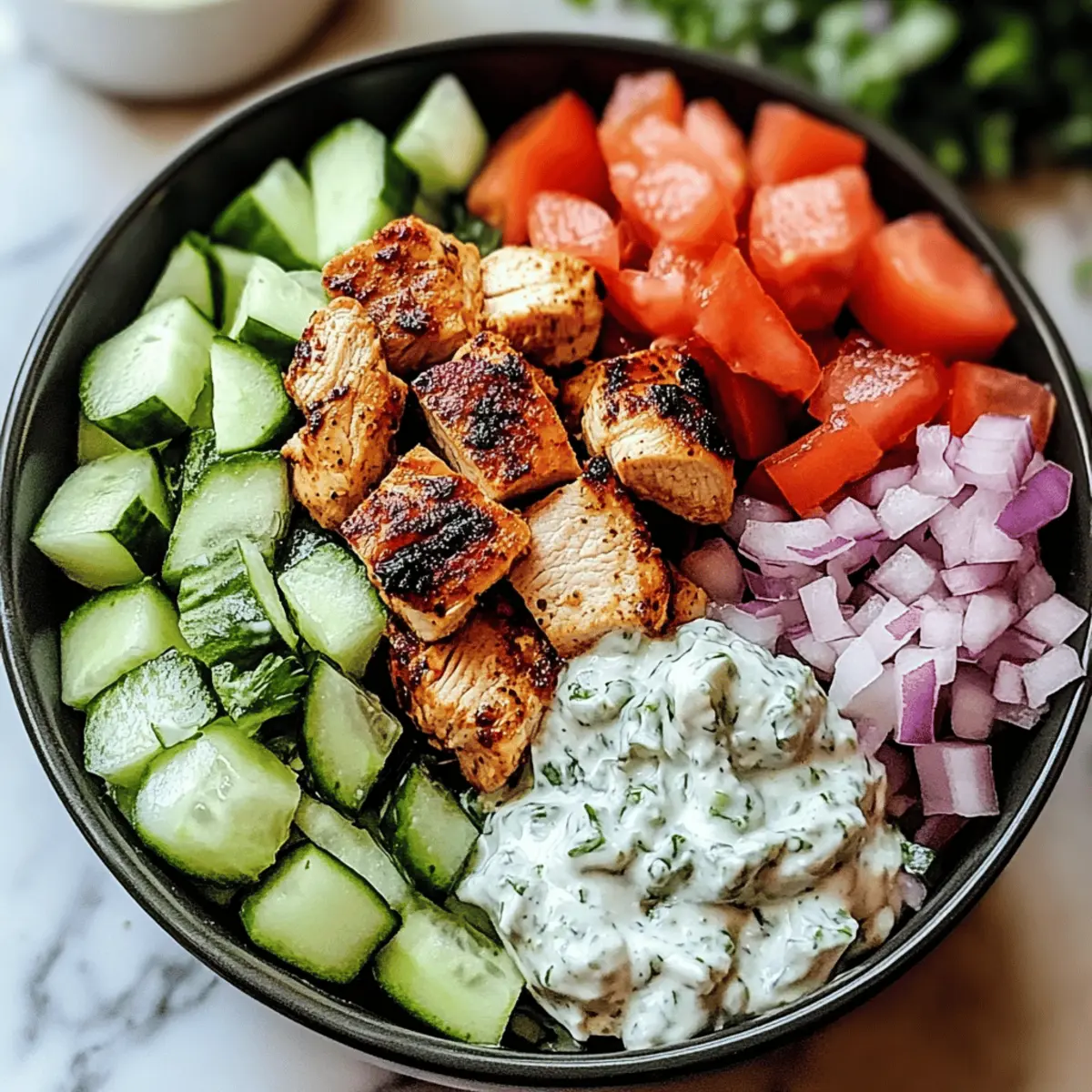 Delicious Chicken Gyro Bowls with Tzatziki Sauce Made Easy