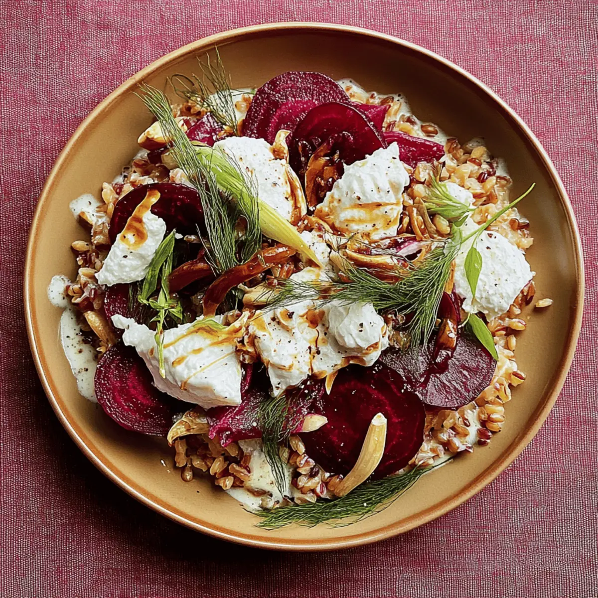 Beets and Farro with Honey-Garlic Goat Cheese Bliss