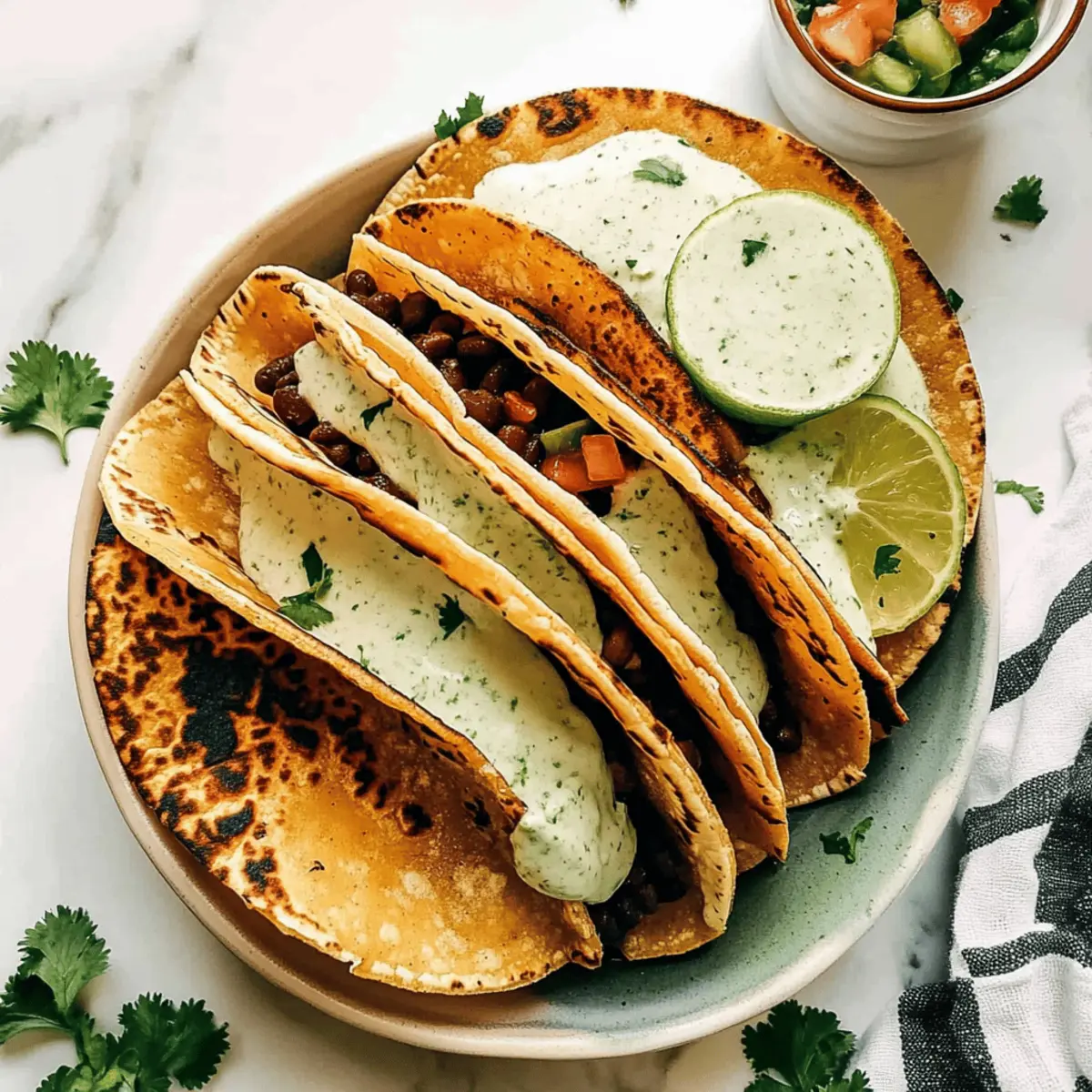 Crispy Black Bean Tacos with Zesty Cilantro Lime Sauce