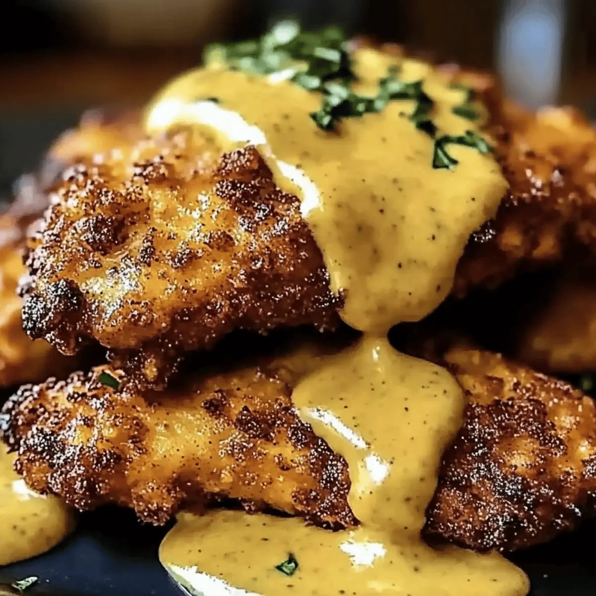 Crispy Pretzel Chicken with Mustard-Cheddar Sauce Bliss