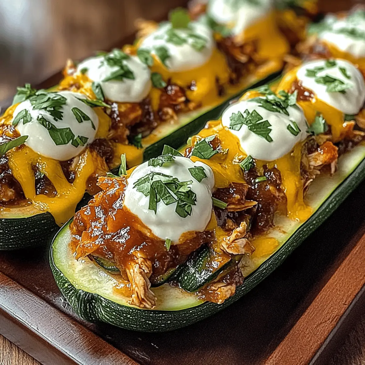 Sticky BBQ Chicken Zucchini Boats for a Flavor Packed Dinner