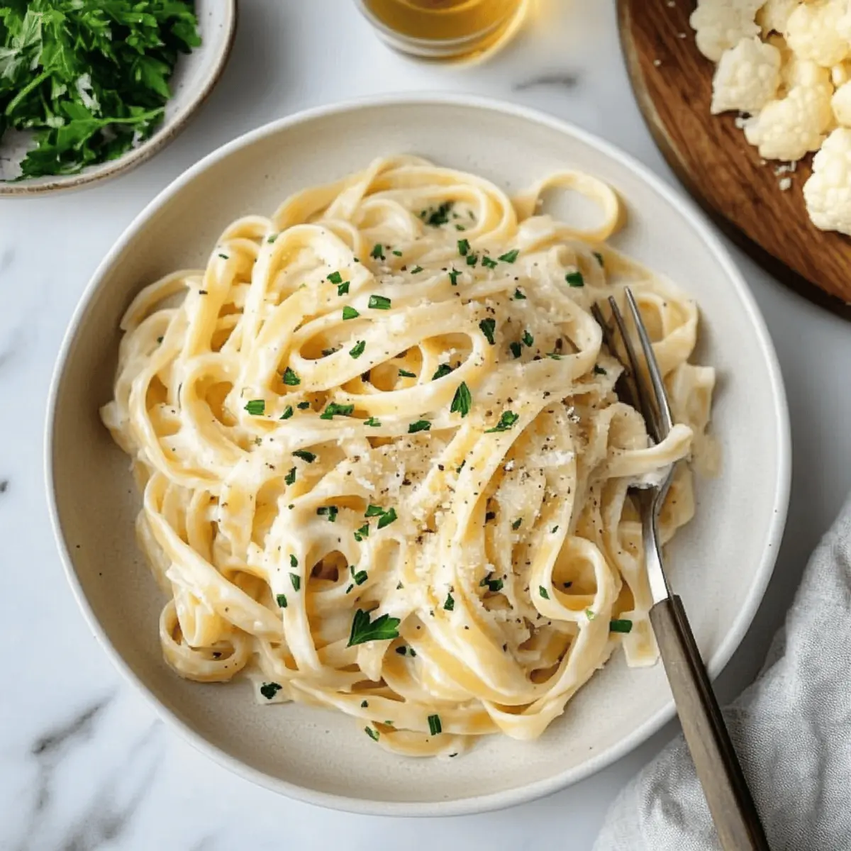 Creamy Fettuccine Alfredo with a Healthy Cauliflower Twist