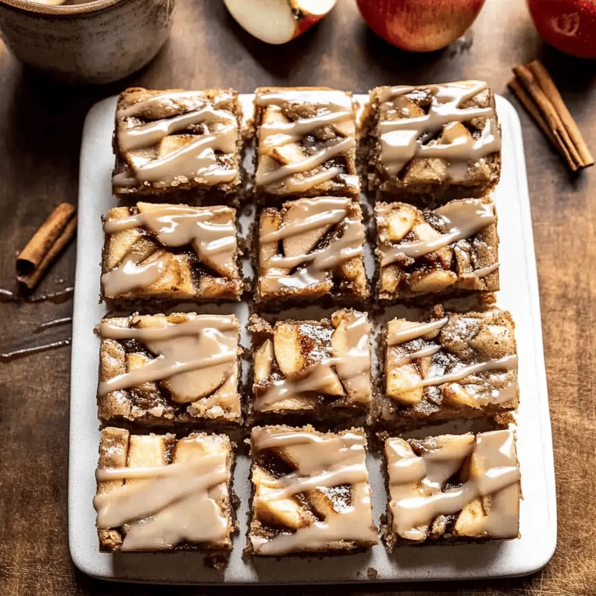 Brown Butter Apple Blondies with Cinnamon Maple Glaze.
