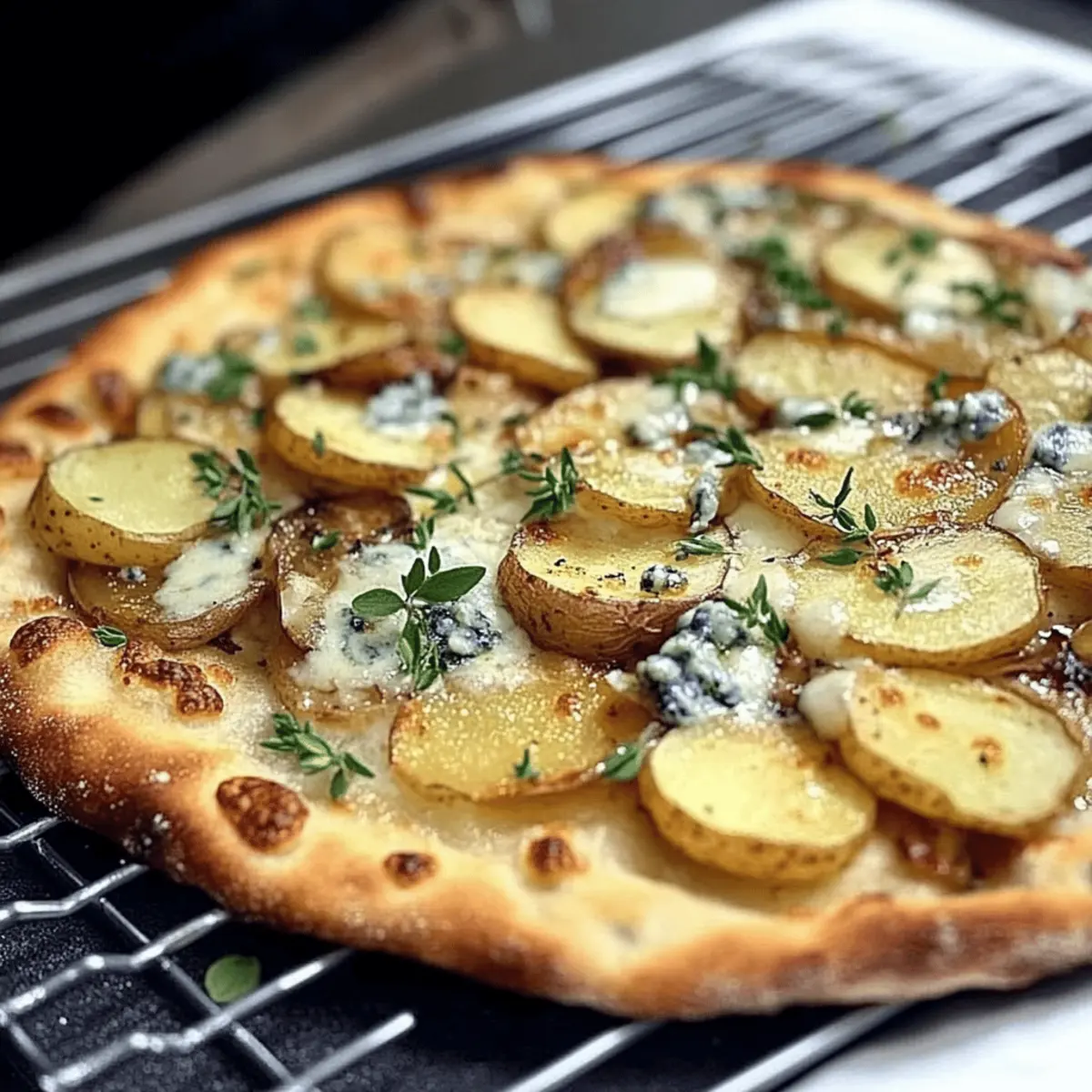 Savory Potato and Blue Cheese Pizza with No-Knead Crust