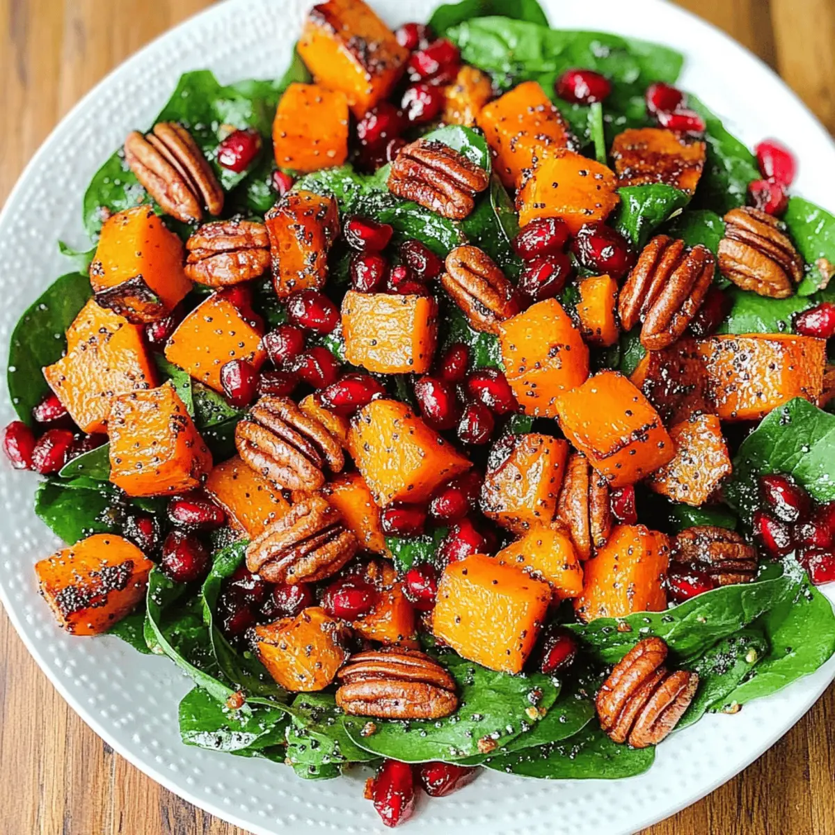 Butternut Squash and Spinach Salad with Sweet Crunchy Twist