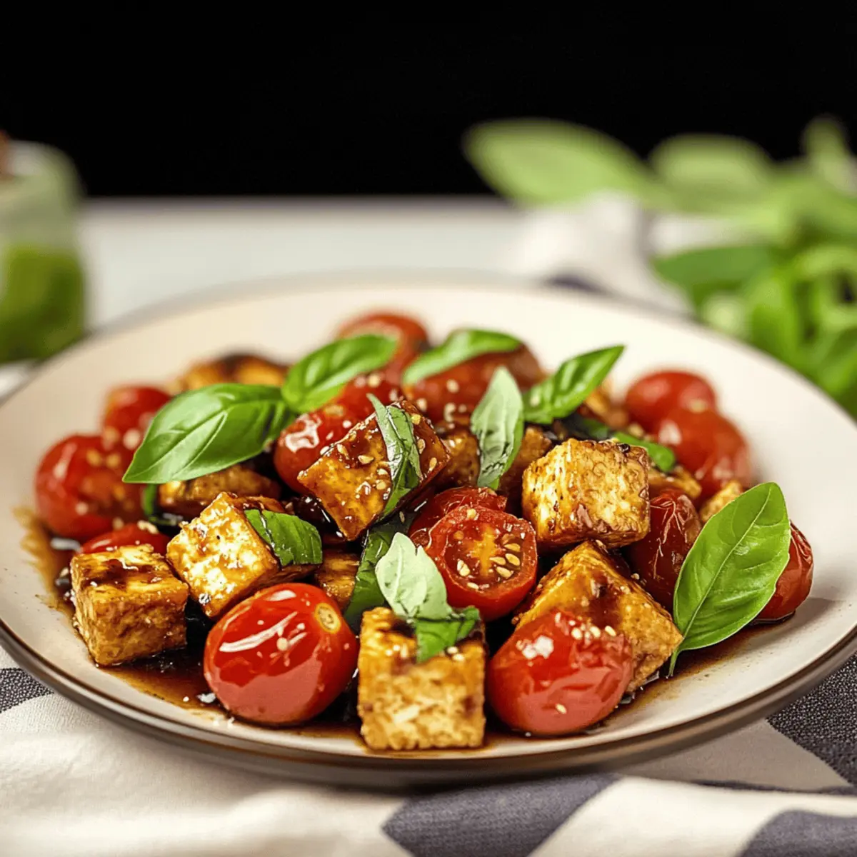 Crispy Tofu with Balsamic Tomatoes for a Healthy Dinner Delight