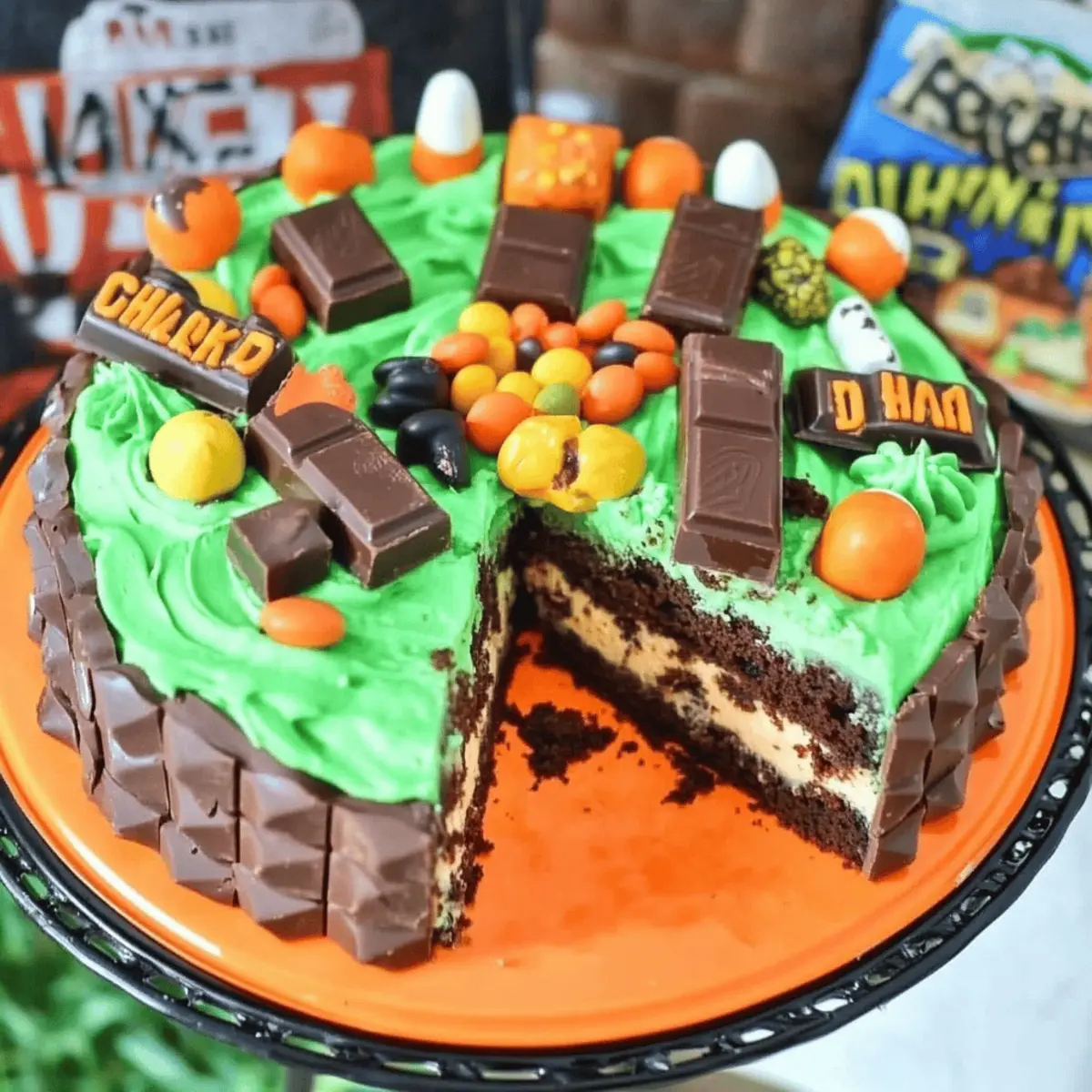 Spooky Halloween Graveyard Kit Kat Cake for Fun Family Treats