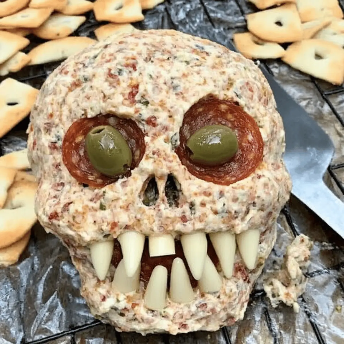 Spook Up Your Party with Pepperoni Skull Cheese Ball