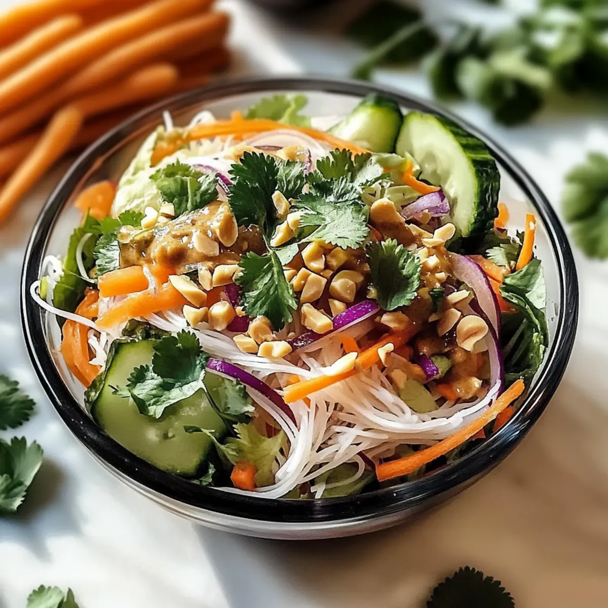 Refreshing Spring Roll Salad with Peanut Dressing Delight
