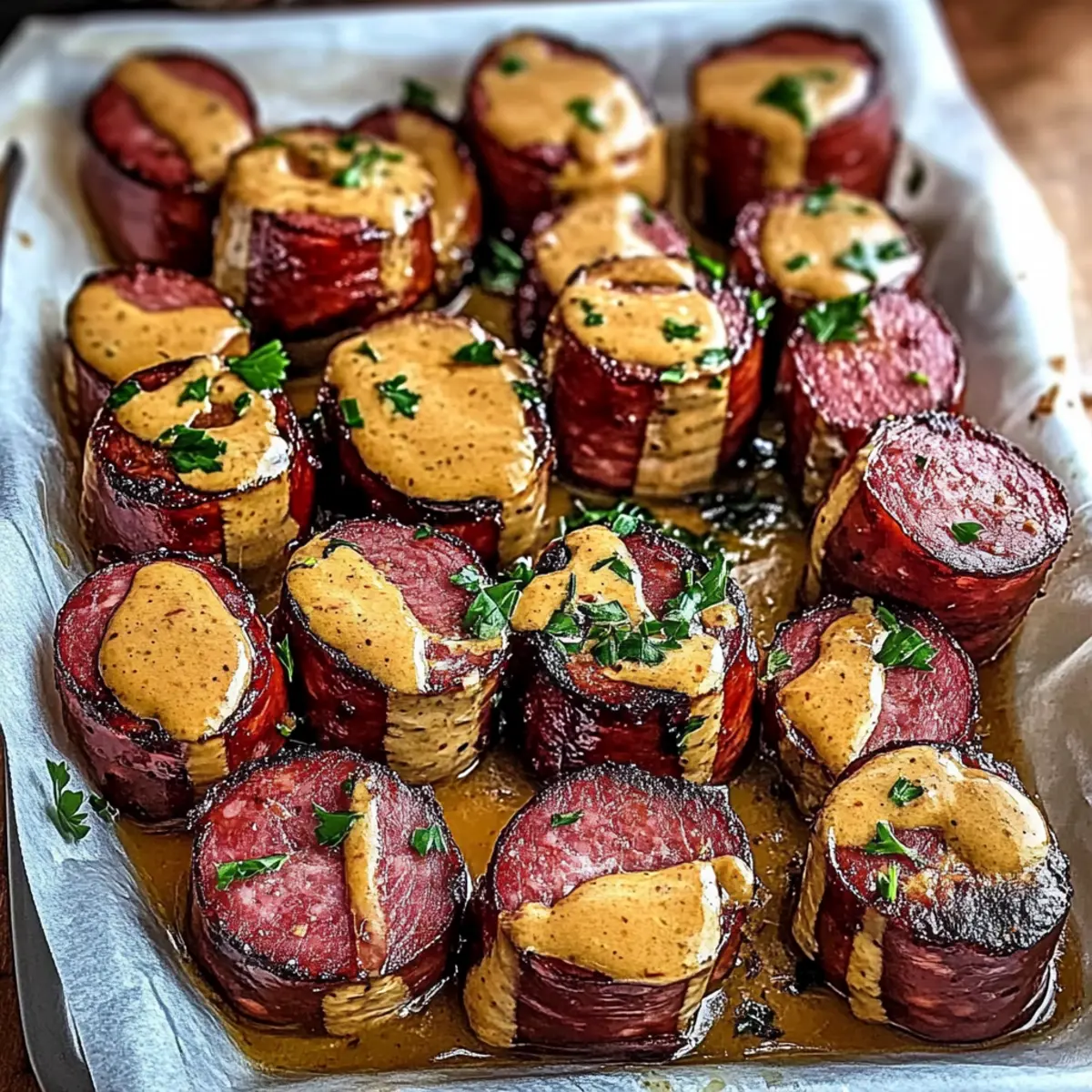 Savory Mustard Hasselback Kielbasa Bites Perfect for Game Day