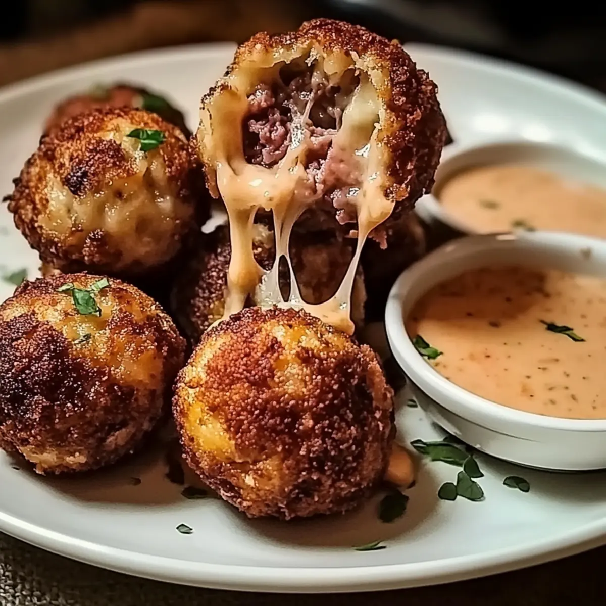 Delicious Reuben Balls with Spicy Thousand Island Sauce