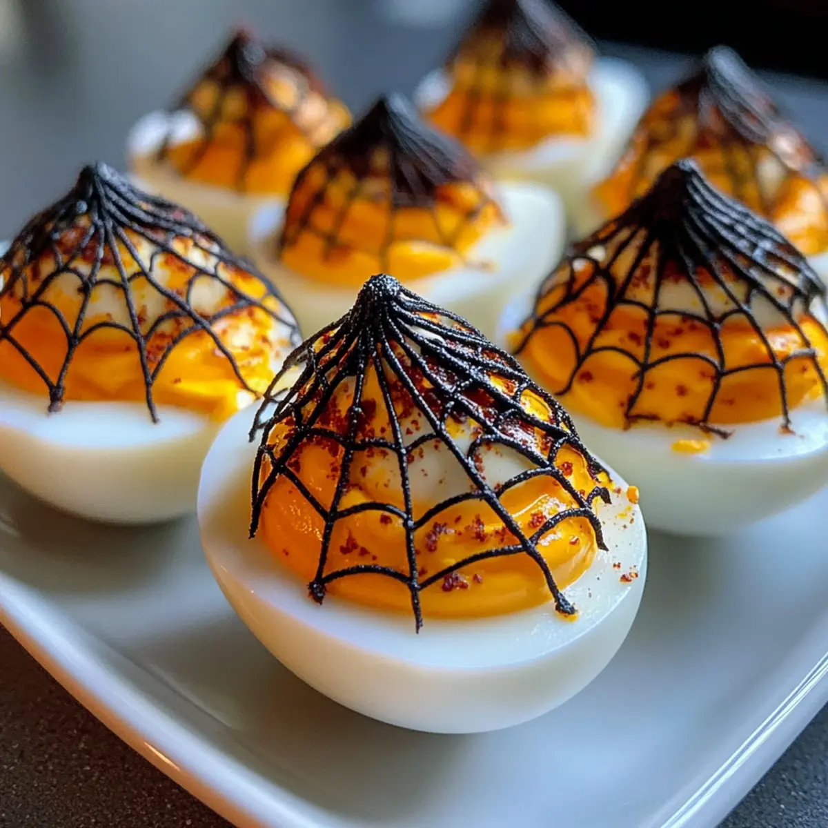 Spooky Spiderweb Deviled Eggs for a Hauntingly Good Treat