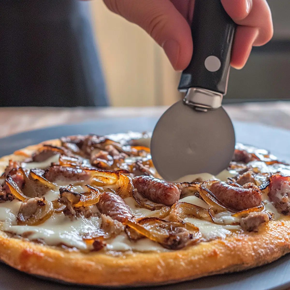 Beer Brat and Caramelized Onion Pizza: A Tailgate Delight