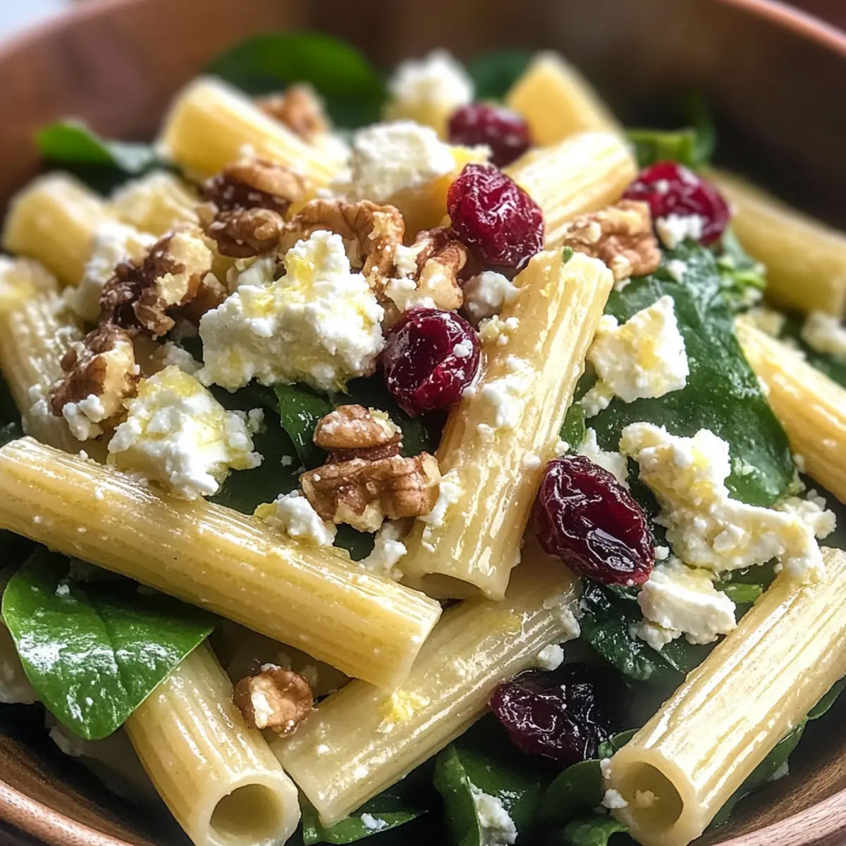 Feta & Cranberry Rigatoni Salad with Lemon Vinaigrette Bliss
