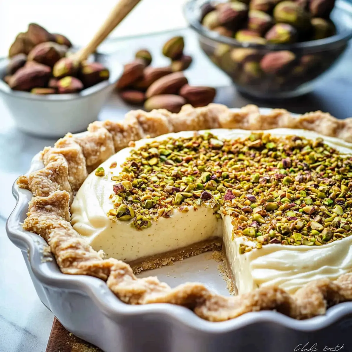 Irresistibly Creamy Pistachio Custard Pie for Festive Feasts