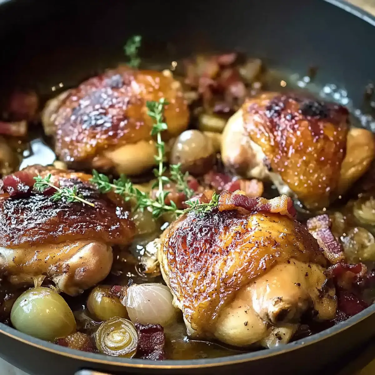 Tender Chicken Fricassée with Shallots and Bacon Bliss