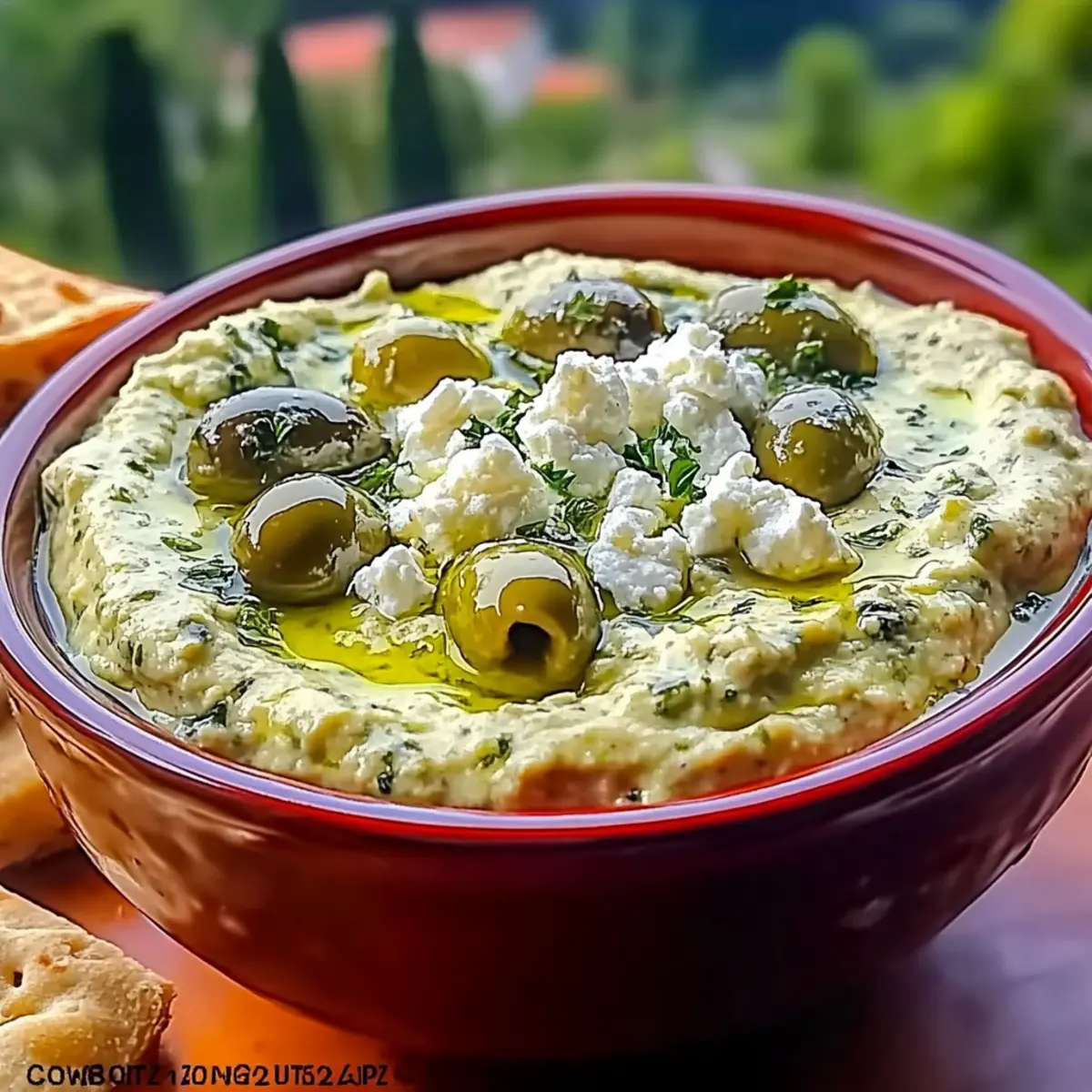 Savory Green Olive and Feta Cheese Dip for Quick Snacking