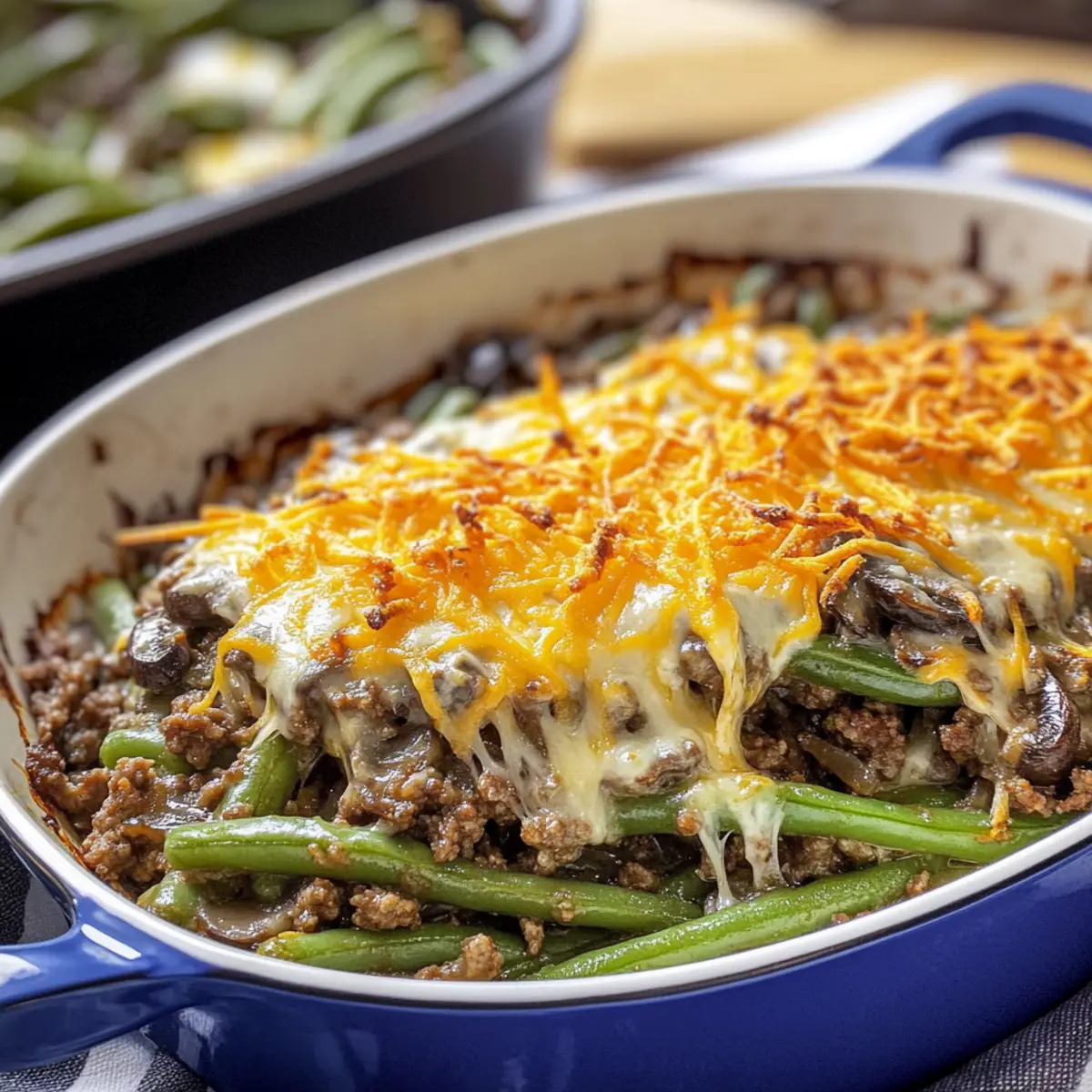 Savory Hamburger Green Bean Casserole with Mushrooms Delight