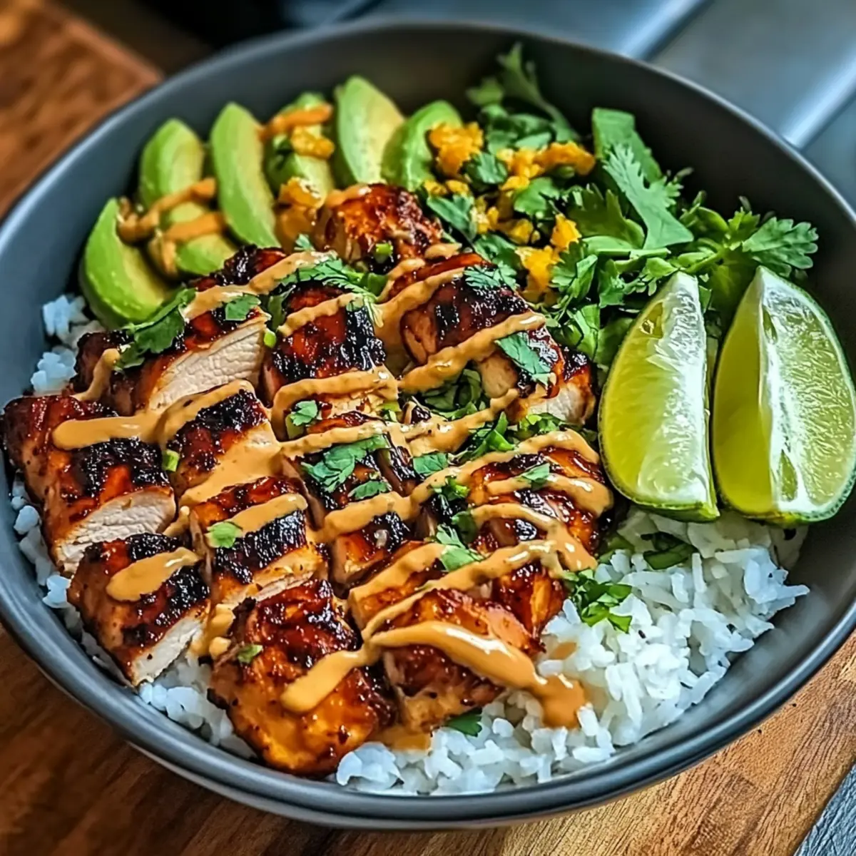 Sweet Chili Chicken Bowl with Coconut Lime Drizzle Delight