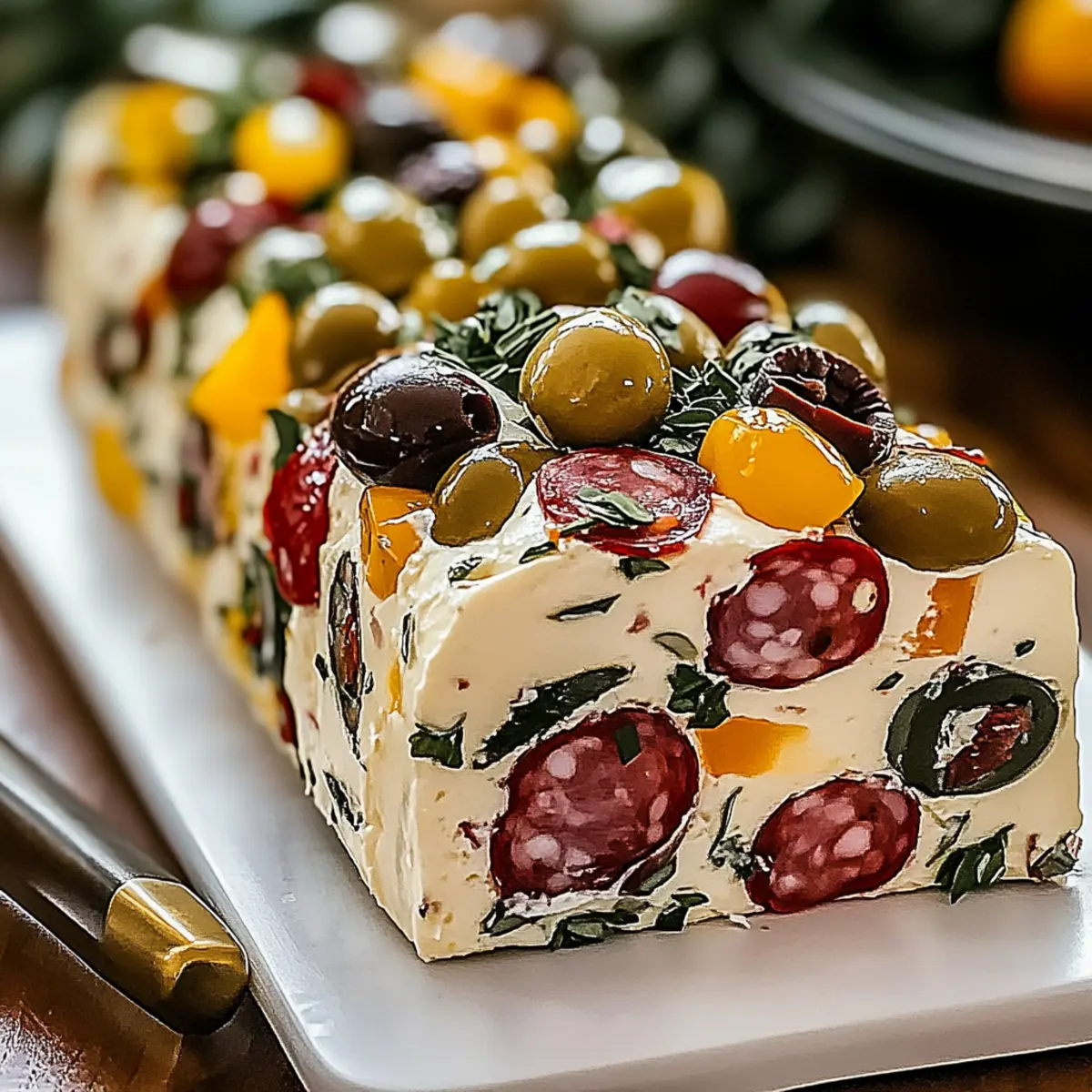 Delicious Holiday Antipasto Cream Cheese Log for Festive Gatherings