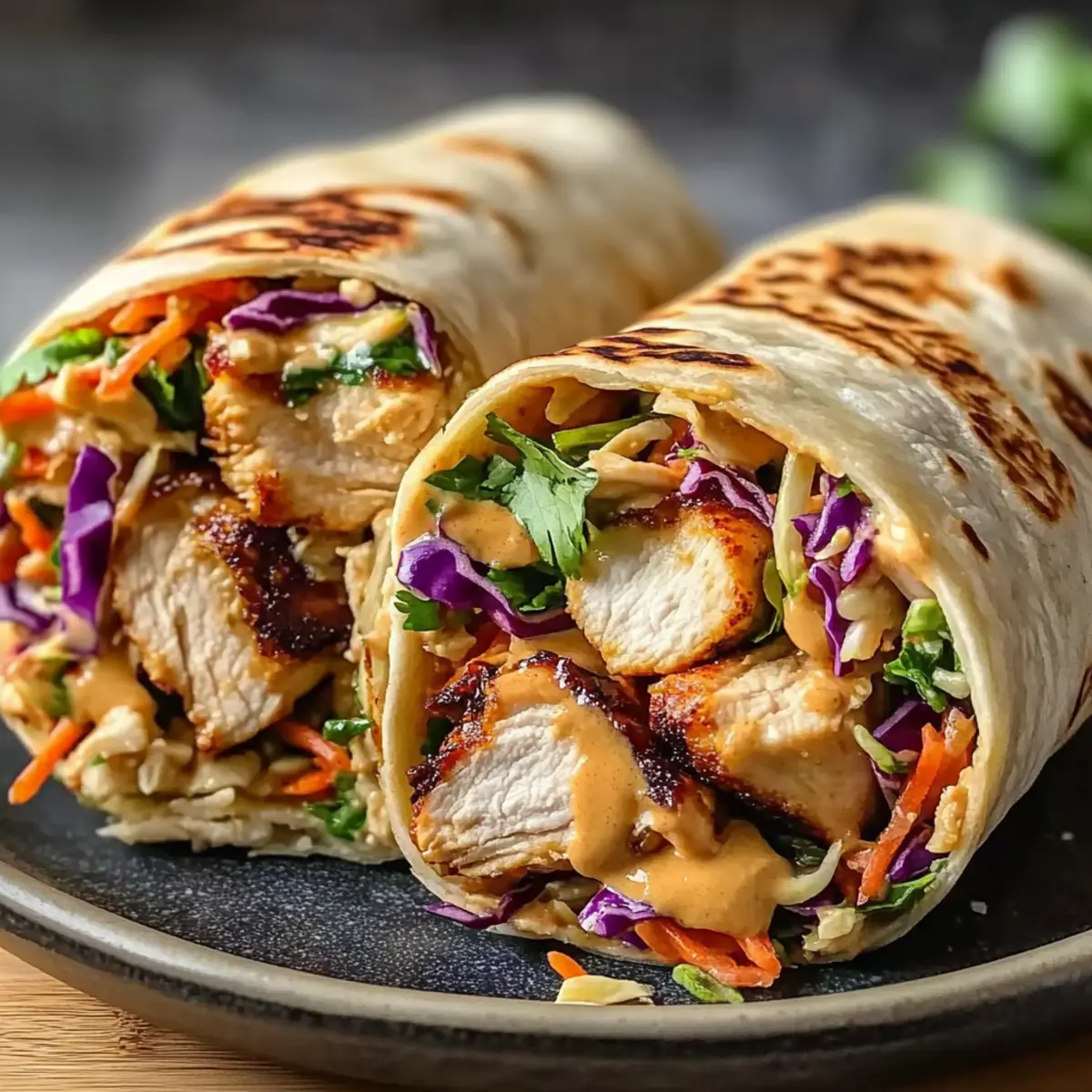 Thai Chicken Wrap with Crunchy Asian Slaw for a Fresh Twist