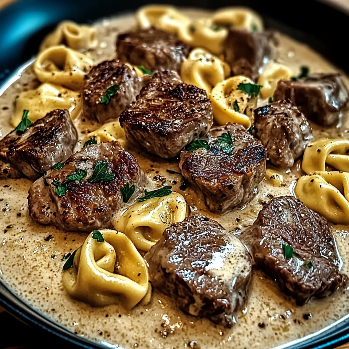 Cracked Garlic Steak Tortellini in Creamhouse Sauce Bliss