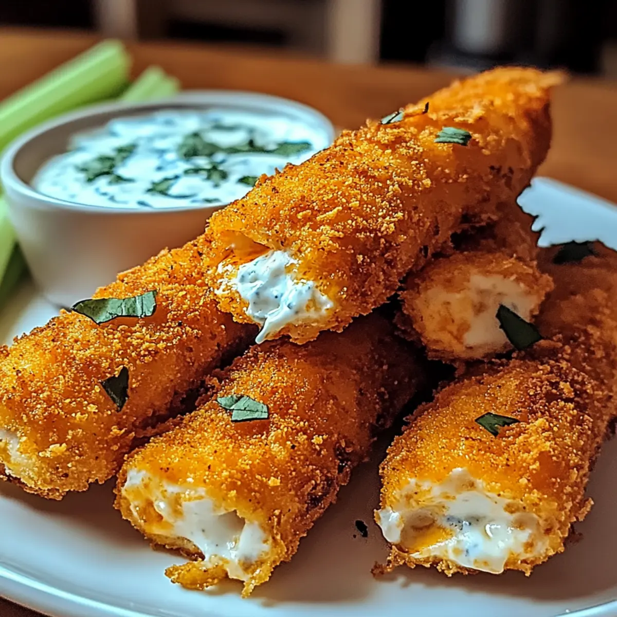 Buffalo Chicken Mozzarella Sticks: Crunchy Game Day Delight