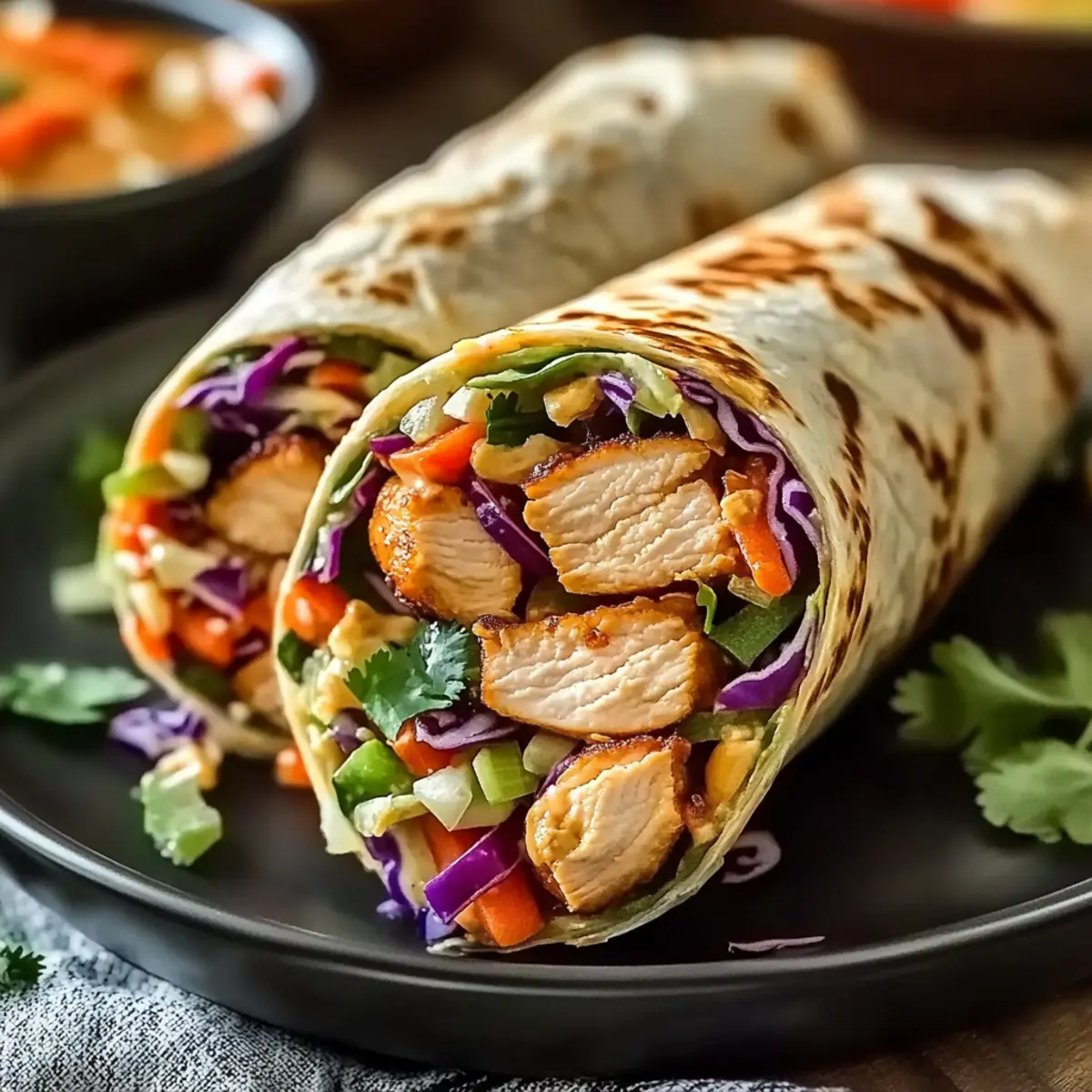 Thai Chicken Wrap with Crunchy Asian Slaw for Fresh Flavor