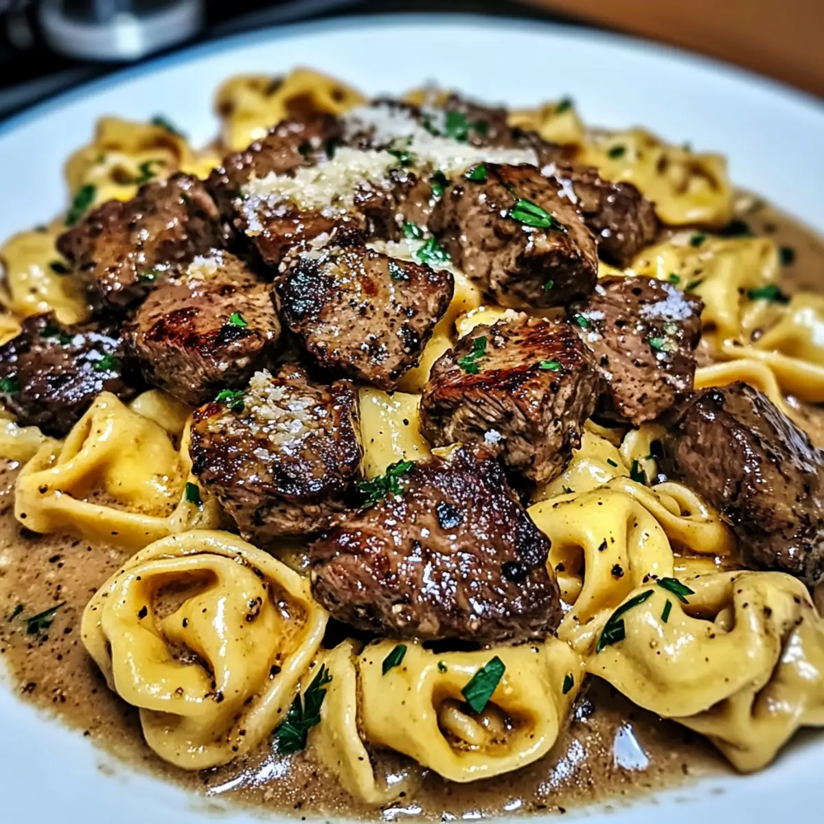 Savor One-Pan Cowboy Butter Tortellini Steak Bites Tonight