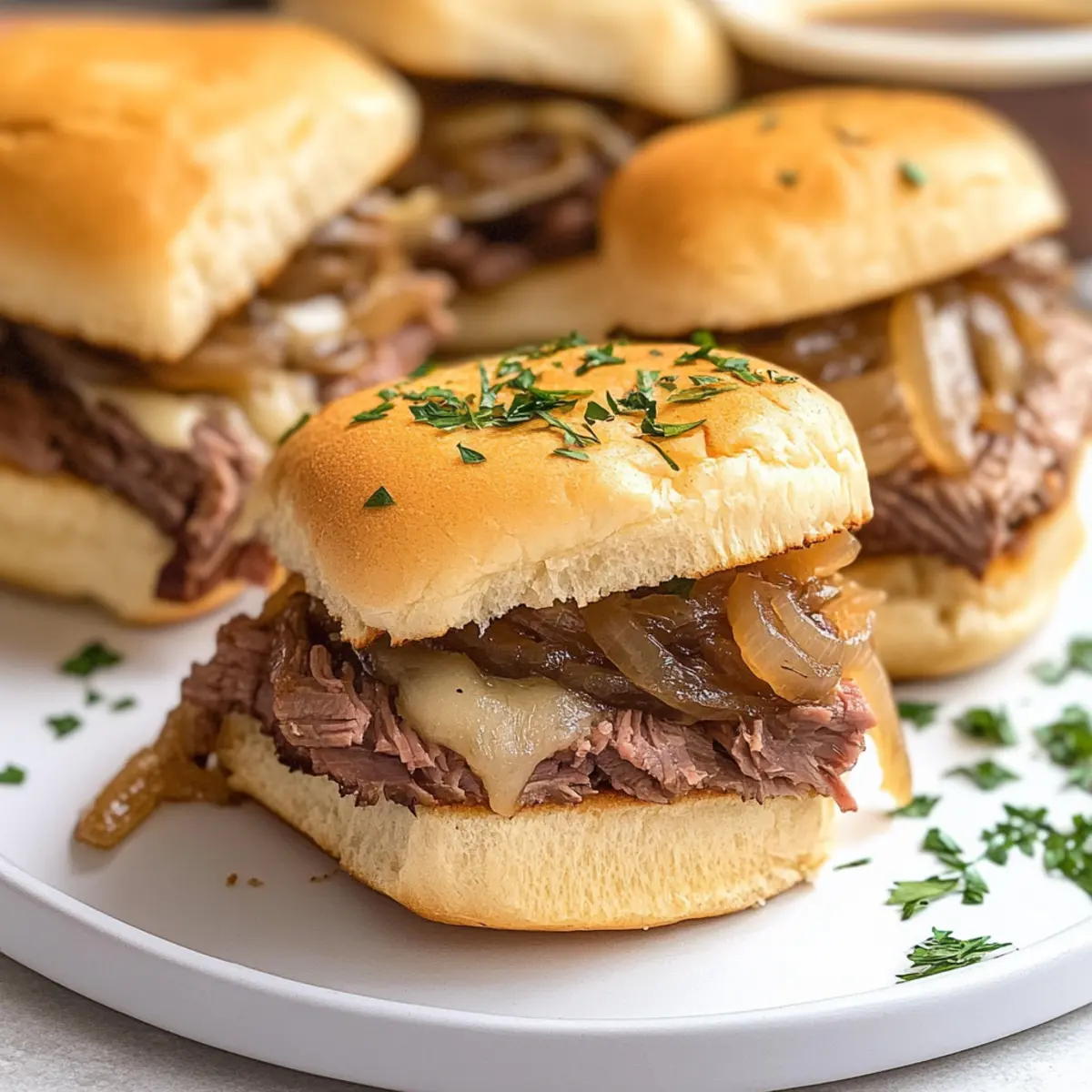 Irresistible French Dip Sliders with Sweet Caramelized Onions