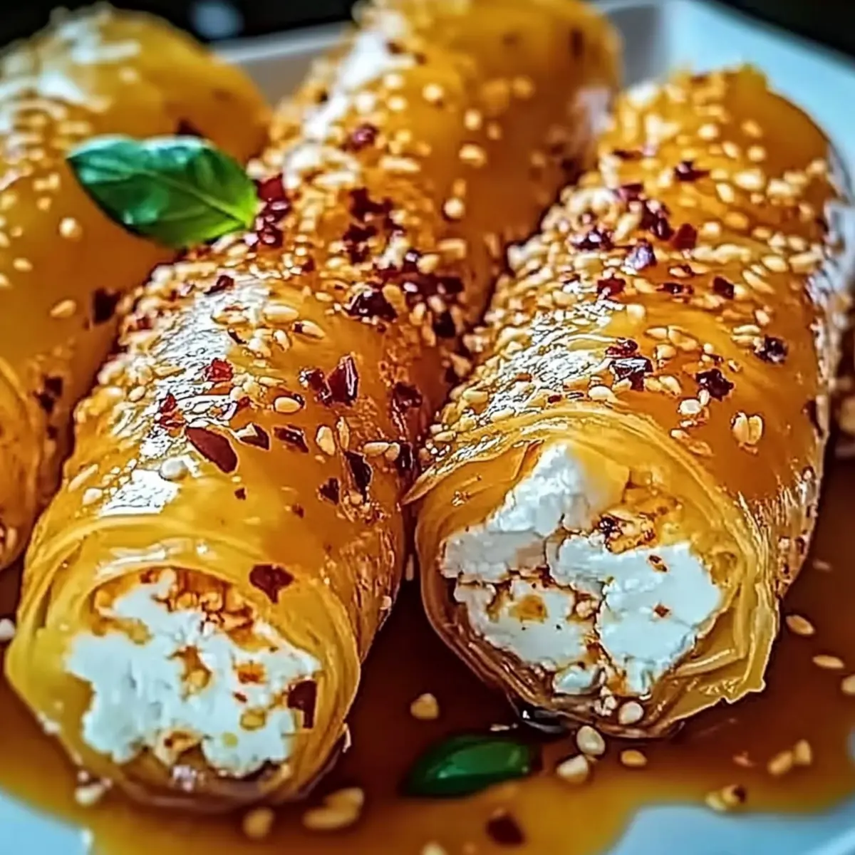 Oven Fried Feta Rolls with Chili Honey: Crispy & Irresistible