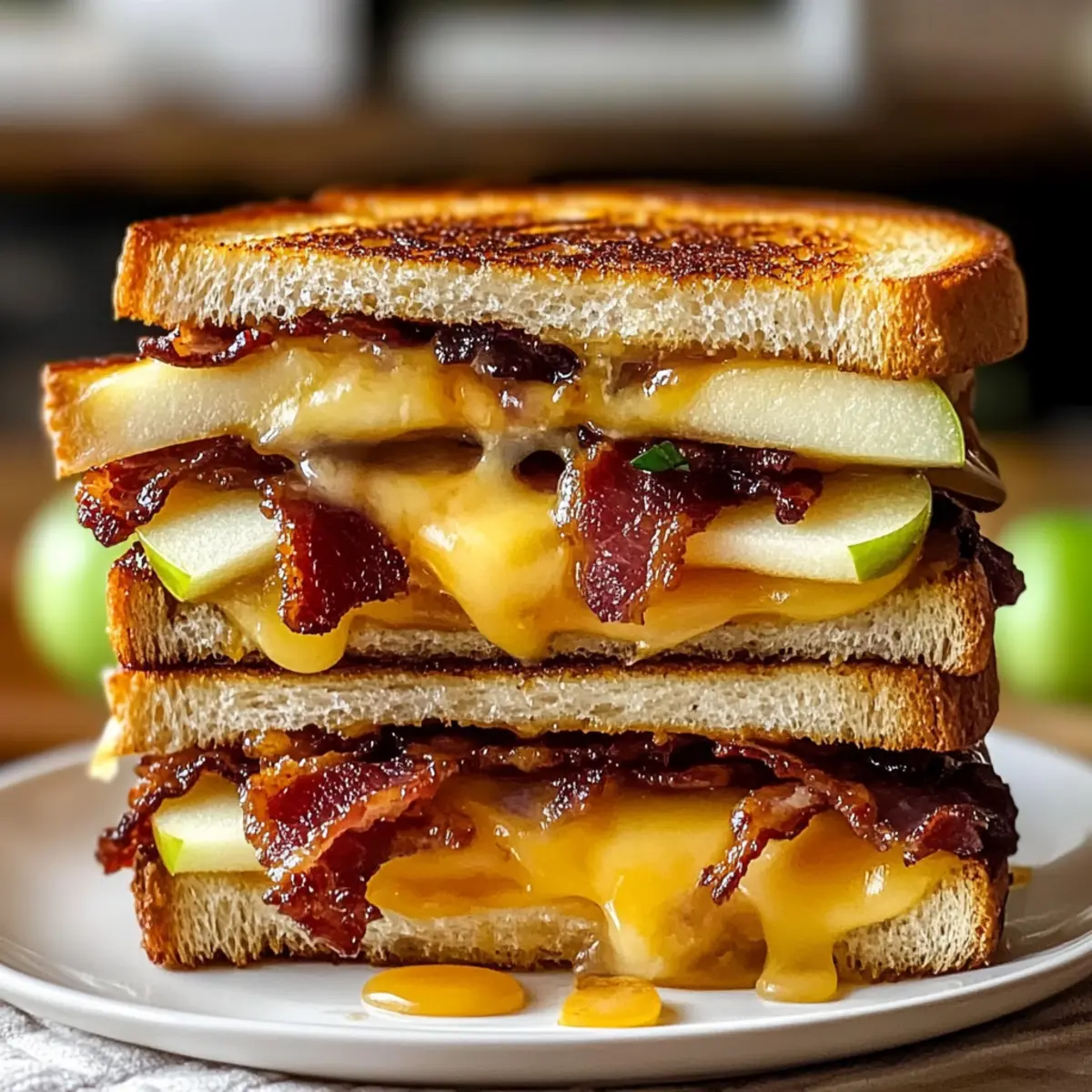 Irresistible Hot Honey Apple Cheddar Beef Bacon Grilled Cheese