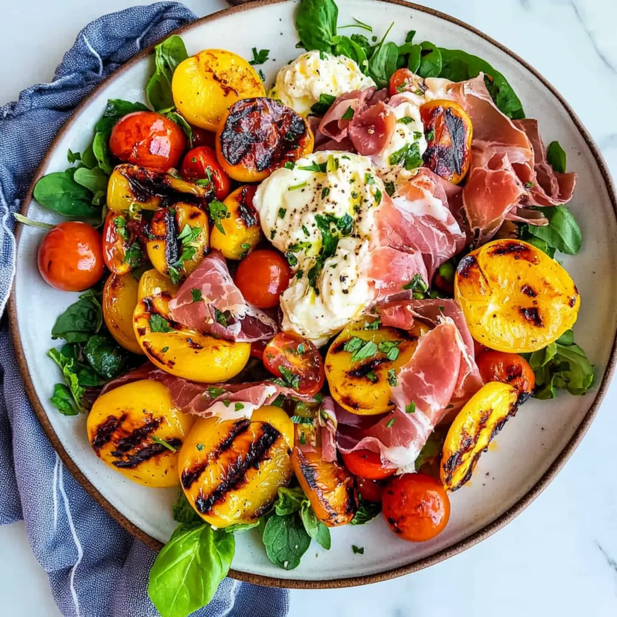 Grilled Nectarine Burrata Prosciutto Salad for Summer Bliss