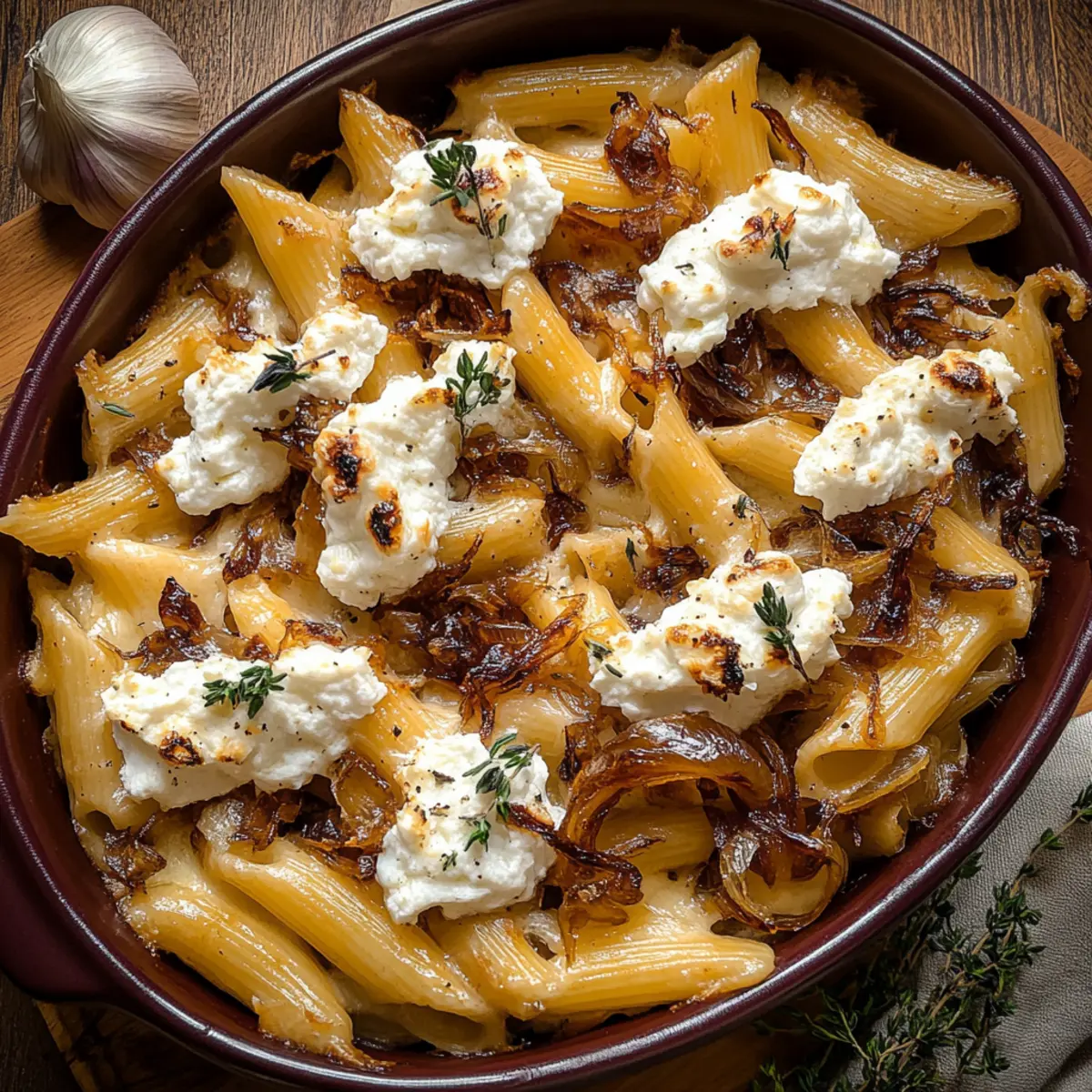 Balsamic Onion & Goat's Cheese Pasta Bake: Comfort in Every Bite