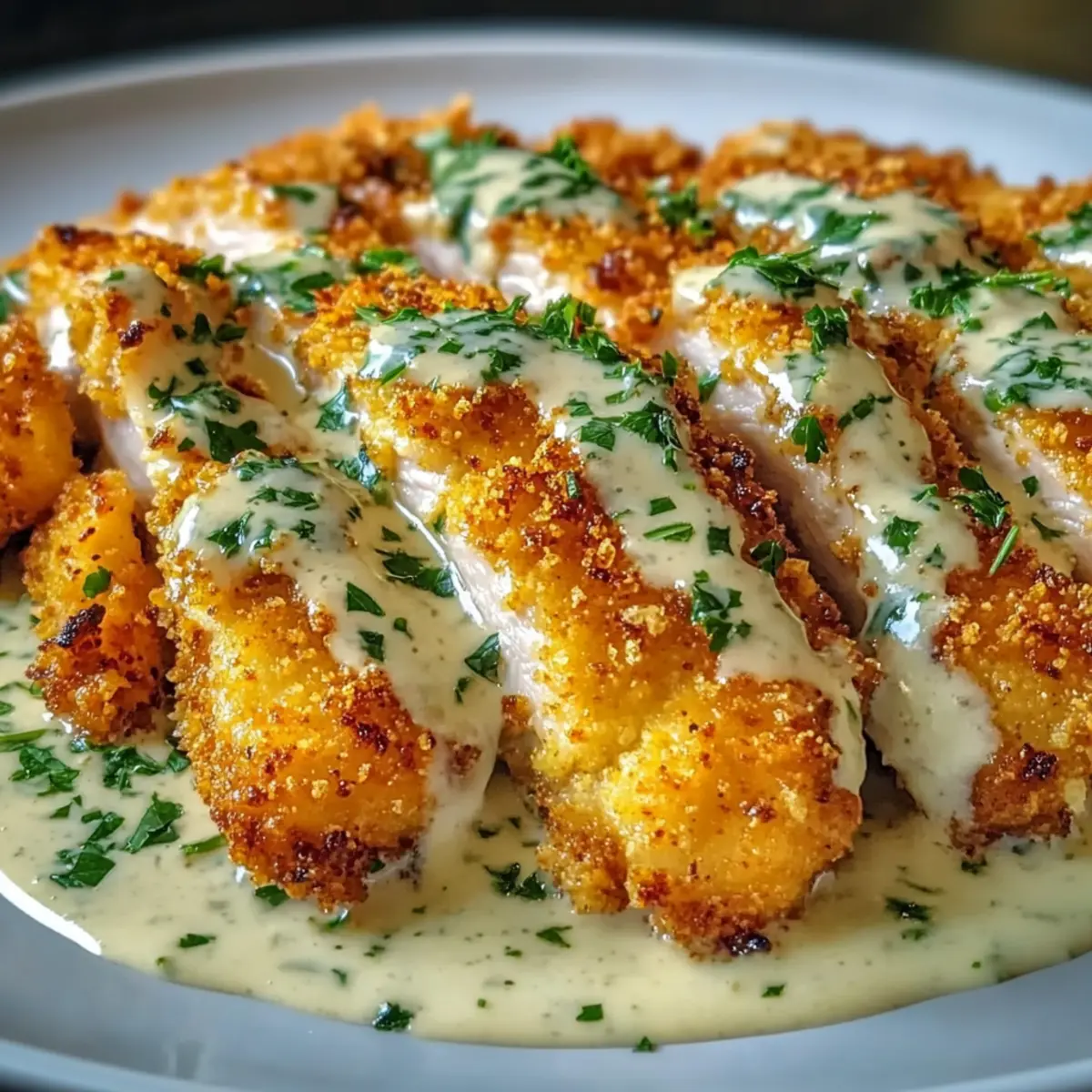 Crispy Parmesan Chicken with Creamy Garlic Sauce You’ll Love