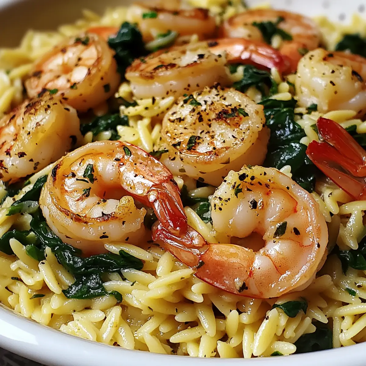 Lemon Garlic Shrimp with Spinach Orzo for a Quick Dinner Delight