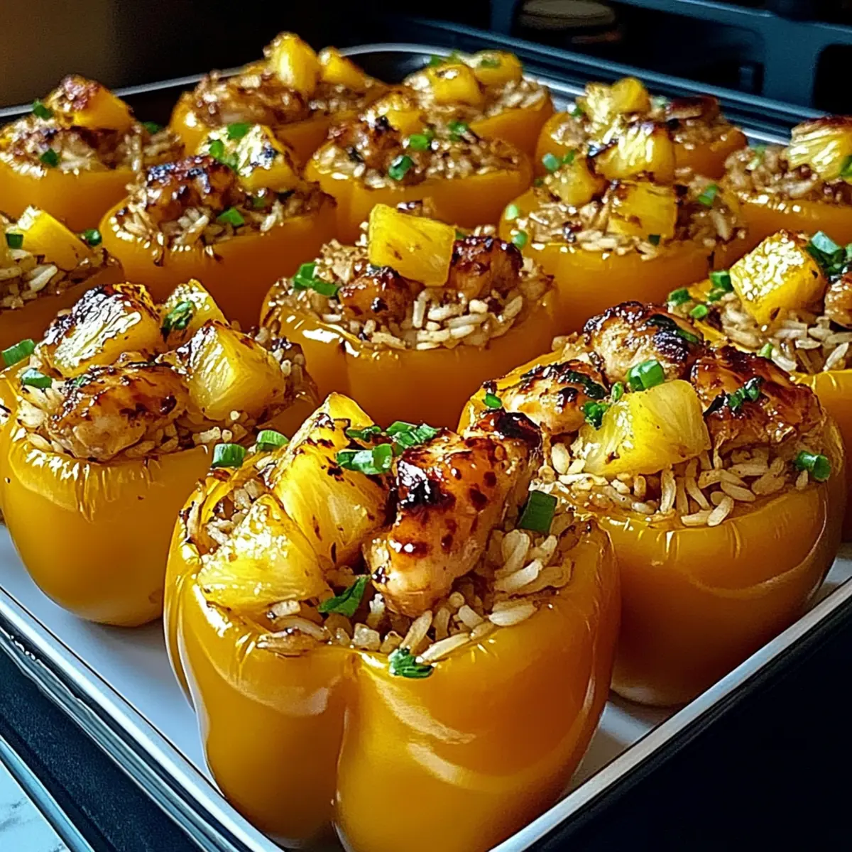 Teriyaki Pineapple Chicken and Rice Stuffed Peppers Bliss