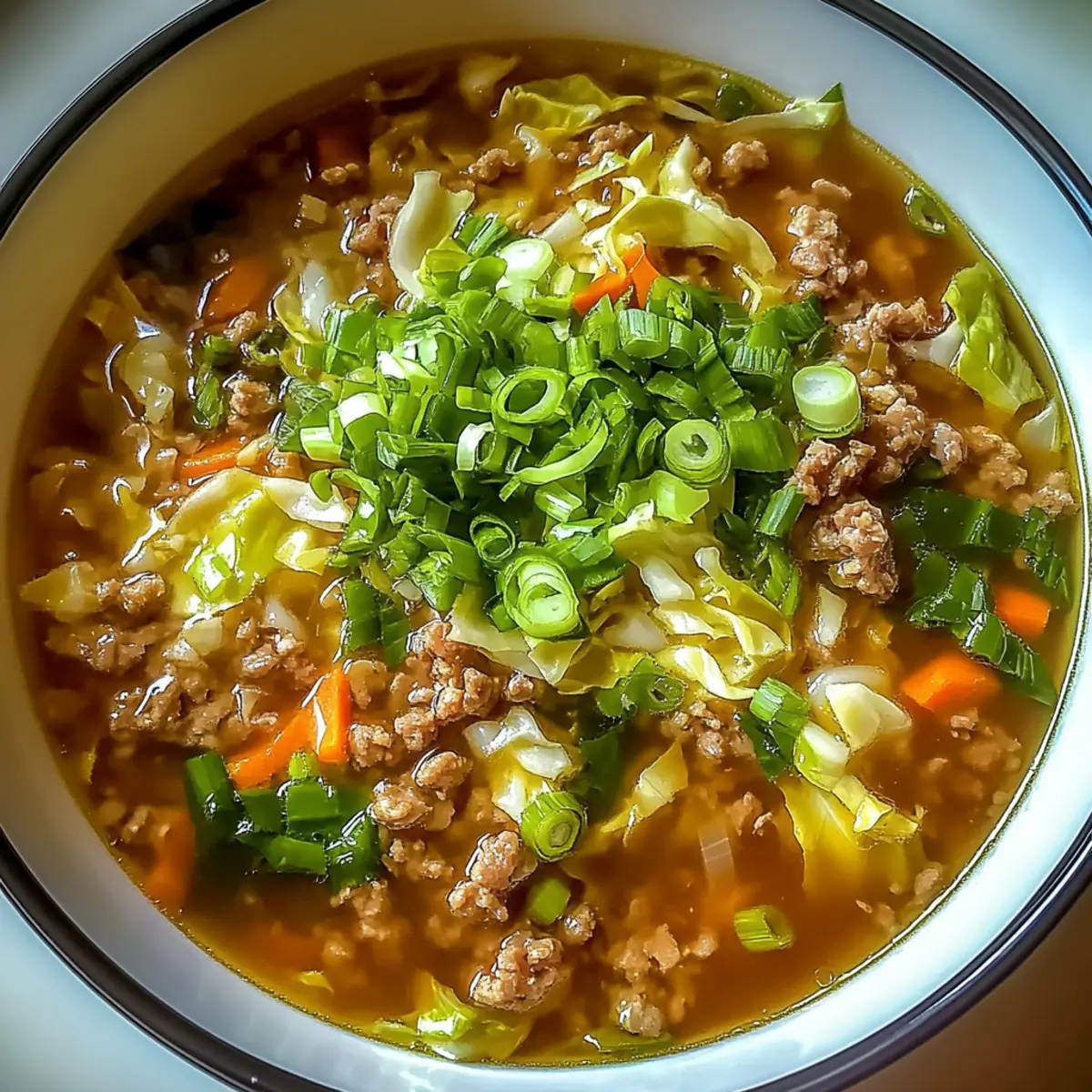 Easy One-Pot Egg Roll Soup with Green Onions and Ginger Delight