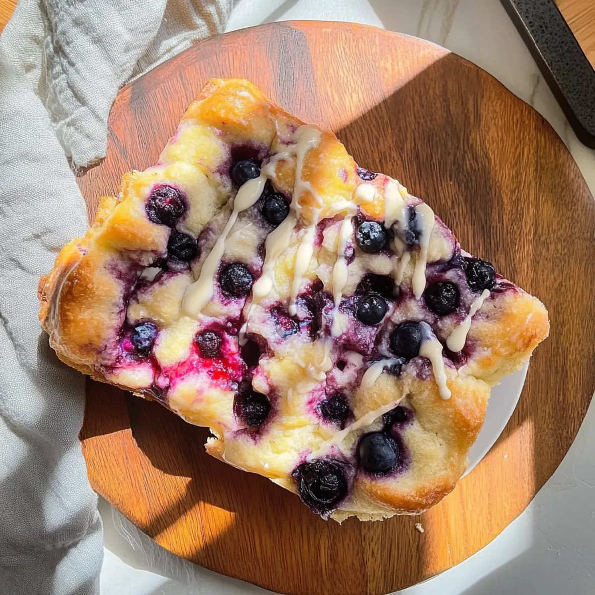 Irresistible Blueberry Focaccia Bread with Creamy Drizzle