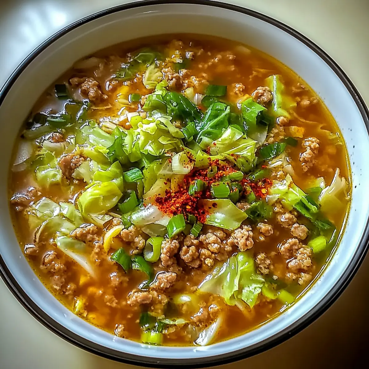 One-Pot Egg Roll Soup with Green Onions and Ginger Bliss