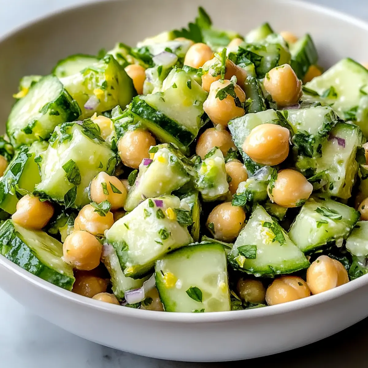 Chickpea Avocado Cucumber Salad with Lemon Dressing Delight
