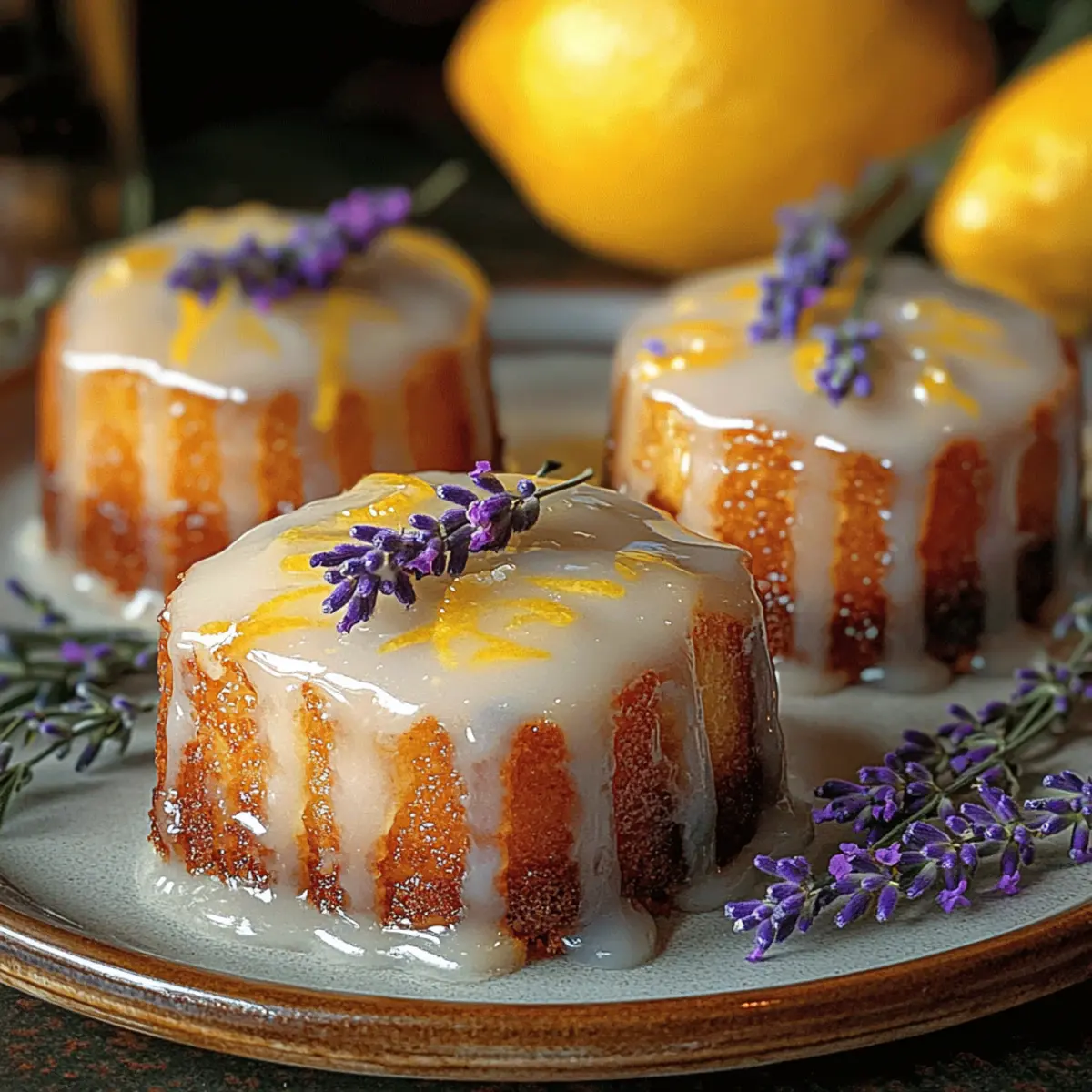 Delightful Mini Lemon Cakes with Lavender Glaze Recipe