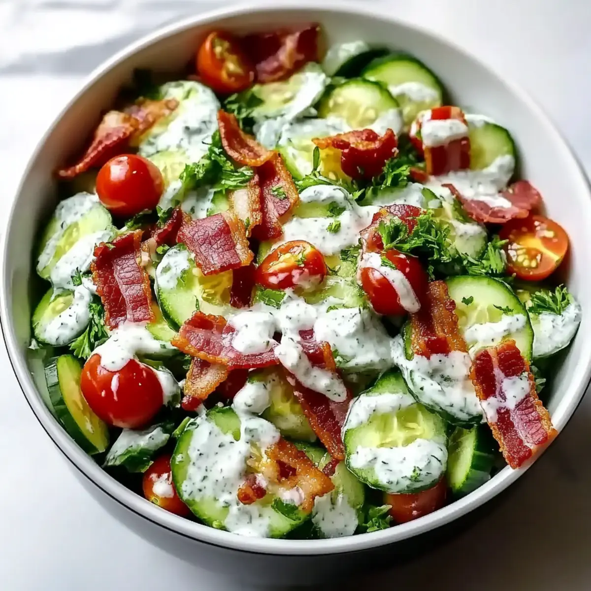 Crispy Cucumber Bacon Ranch Salad for a Refreshing Crunch